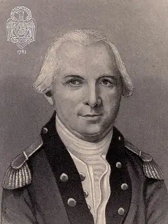 Colonel Daniel Brodhead, in a portrait, who led an expedition in 1779 in which Captain Samuel Mason while at Fort Henry joined along with 8th Pennsylvania Regiment of the Continental Army combined with militia troops from Fort Pitt to destroy the pro-British Seneca tribal villages in northeastern Pennsylvania.