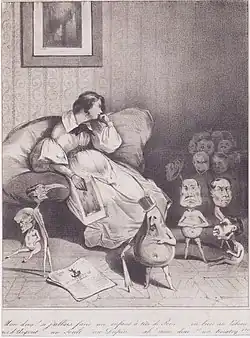 A trick of the imagination: My God! If my child were born with a pear head, or as Lobau, or as D'Argout, as Dupin ... For God's sake! A Kératry lithograph, 26,4 x 19,8&nbsp;cm.