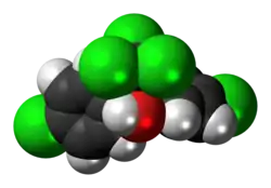 Space-filling model of the dicofol molecule