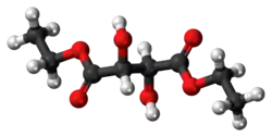 Ball-and-stick model of the diethyl tartrate molecule