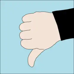 Descend, or I am going down: A fist is made with one hand, thumb extended downward, and hand is moved downward to emphasize direction of travel.[7]