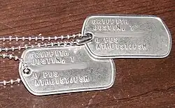 United States Army ID tag, part serious/part satire (click photo for more info), designation: atheist/FSM