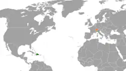 Map indicating locations of Dominican Republic and Switzerland