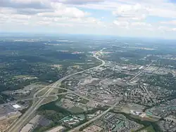 The I-675 double interchange southeast of Dayton