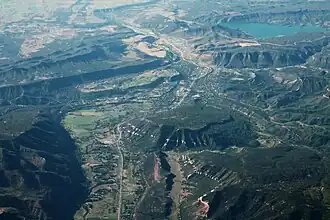 Aerial view of Durango and the surrounding area