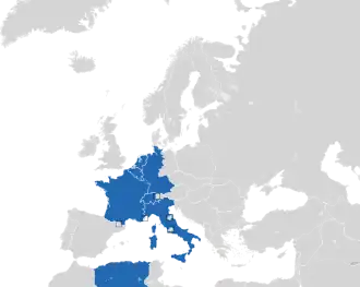 A coloured map of the countries of Europe