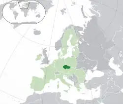 Map showing the Czech Republic in Europe