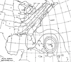 The extratropical low pulls in cold air from the north, allowing it to strengthen and develop a cold front over the Eastern United States on September 19