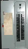 An American circuit breaker panel featuring interchangeable circuit breakers