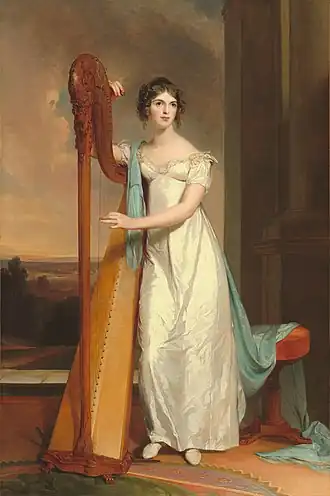Lady with a Harp: Eliza Ridgely, 1818, a portrait of Eliza Ridgely, was at Hampton Mansion from the 1820s to 1945, when it was sold to the National Gallery of Art.[31]