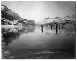 Skating on the lake of Sils. Photographed by Elizabeth Main