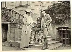 William and Ellen Cuffe on the lower front steps of Desart Court