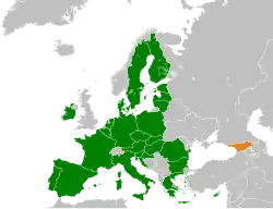 Map indicating locations of European Union and Georgia