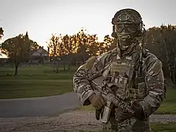 Pathfinder Platoon member wearing MultiCam on exercise, 2018
