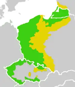 German language areas in Poland, Kaliningrad Oblast (Russia), Lithuania, and Czech Republic before expulsion of Germans &nbsp;&nbsp;majority German &nbsp;&nbsp;ethnically mixed areas