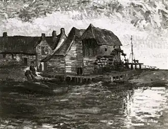 Water Mill at Gennep, 1884, private collection (F47) - black and white reproduction