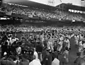 Players jump for the "first ball", tossed by Roosevelt at the All-Star Game, July 7, 1937.