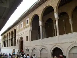 The exterior eastern façade of the mosque, with its 17th-century loggia