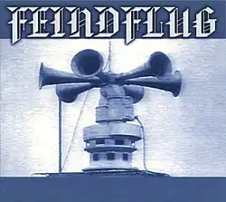 The album cover, showing a six-horned German air raid siren