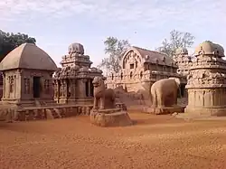 Pancha Rathas monolith rock-cut temples, late 7th century