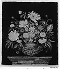 Depiction of flowers in a silver vase at the Metropolitan Museum in New York