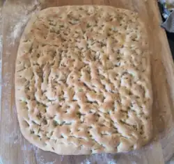 Focaccia al rosmarino with many dimples (ombrisalli in Genoese dialect)