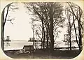 The construction of the Forth Bridge as seen from Port Edgar, 1887