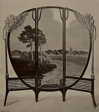 Bronze frame for painted screen