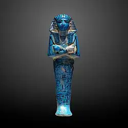 Ushabti; 1294–1279 BC; faience; height: 28.1&nbsp;cm, width: 9.2&nbsp;cm; Louvre
