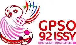 White background with red and pink birds on left hand side, and team name in large red font on right hand side