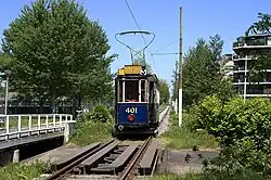 The Amsterdam motor car 401 at the Koenenkade, near the Amsterdamse Bos.