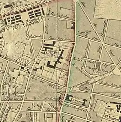Location of the Rue du Faubourg-Poissonnière gasometer in 1848
