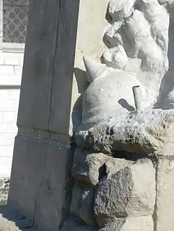 The German helmet on the Vron war memorial