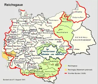 Map of Reichsgaue in 1941