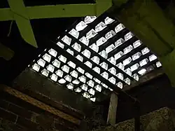 Square clear-glass pendant prisms.