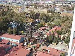 The mine headgear as seen from the Big Wheel