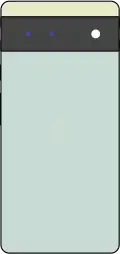Diagram of a Pixel 6 smartphone in green.