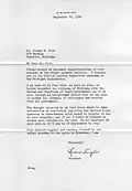 Congratulations Letter from Governor Sigle