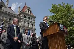 Governor Andrew Cuomo was a keynote speaker at rally for NYC Firefighters and Police Officers disability protection legislation (2015)