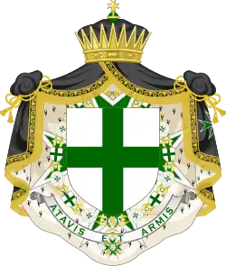 Coat of arms of the Order of Saint Lazarus featuring an Eastern crown