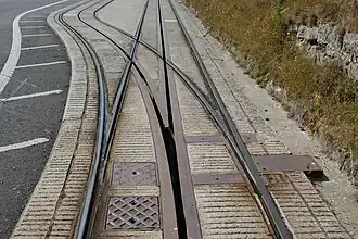 Detail of cable slot and pointwork at the lower section passing loop