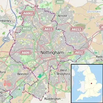 Nottingham derby is located in Greater Nottingham