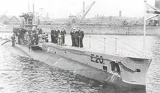 black and white image of E-class submarine