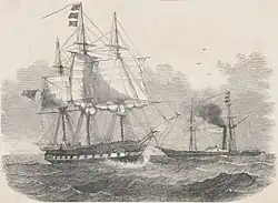 HMS Herald and steamship tender Torch, Expedition to the South Sea, Illustrated London News, 15 May 1852