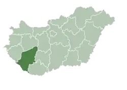 Map of Hungary highlighting Somogy County