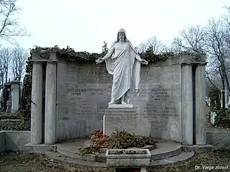Replica at the Haggenmacher family tomb at the Farkasréti Cemetery in Budapest, Hungary (1916)