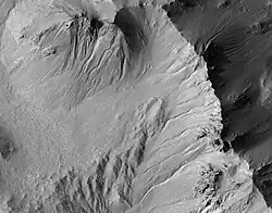 Gullies on Hale Crater Wall, as seen by HiRISE.