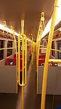 Handholds onboard a Vienna U3 train