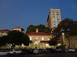 This is a photograph of the Spanish Mission Revival-style Hartley Building of the Adelaide Teachers College and its successor the South Australian College of Advanced Education, later part of the University of Adelaide.