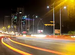 Night view of Blue Area, the commercial hub of Islamabad.